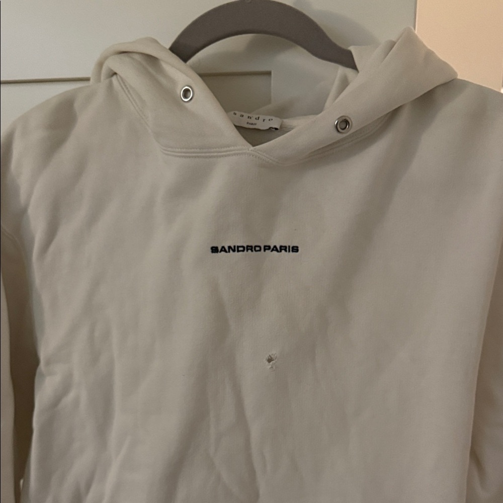 Sandro Paris White Hoodie for Men Size M